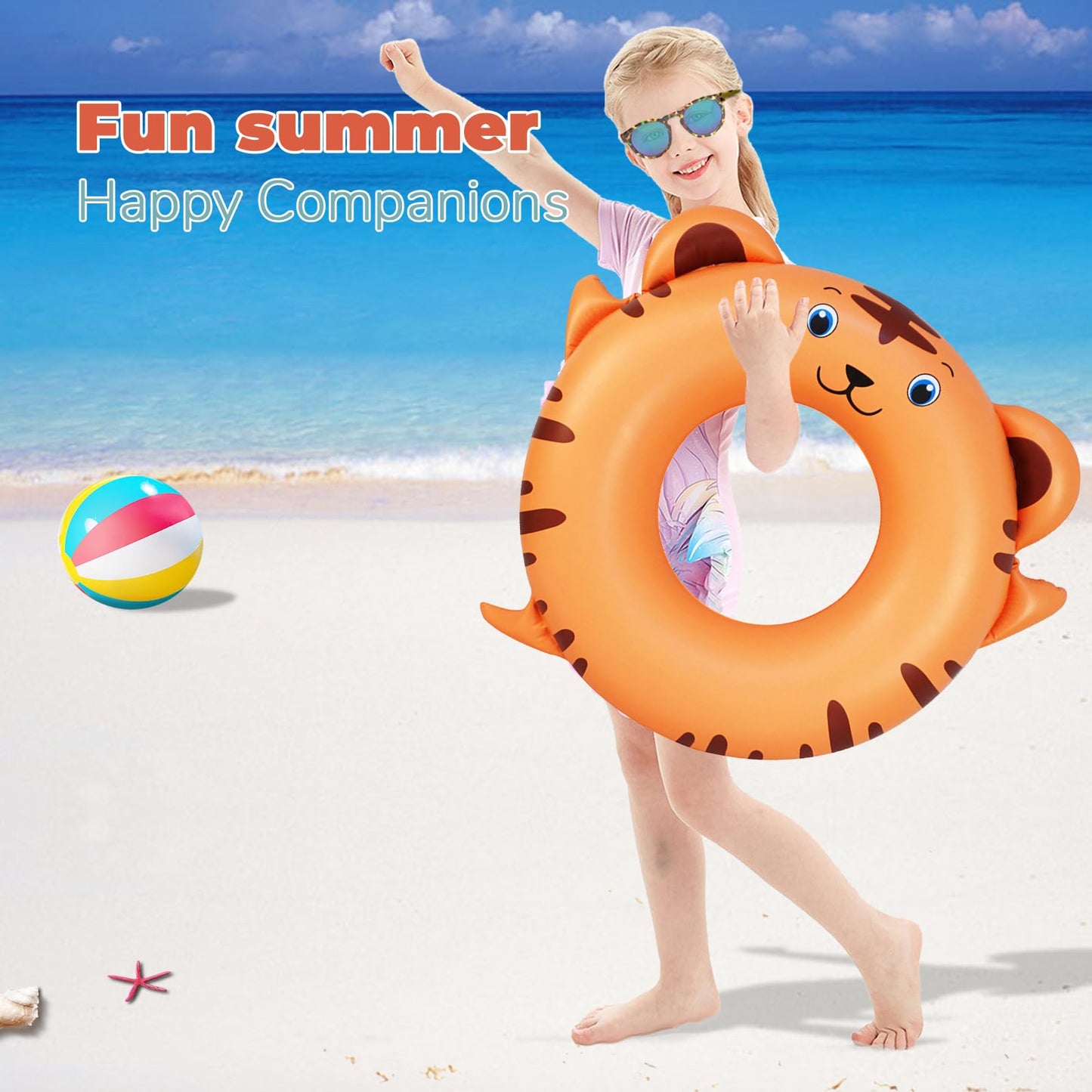 Hohqb Pool Floats Kids : Swim Rings Floaties For Kids 3-12,Inflatable Animal Cute Cartoon Pool Toys For Toddlers 3-5 (Pink)