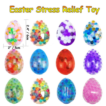 12Pcs Easter Egg Stress Balls, Easter Basket Stuffers, Easter Egg Fillers, Squishy Squeeze Balls For Adults, Easter Egg Hunt, Pa