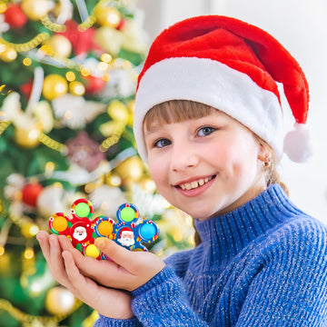 Scione Christmas Day Gifts For Kids, 24 Pack Christmas Fidget Spinner Bulk Pop Sensory Toy Christmas Party Favors For Kids, Classroom Exchange Gifts For Christmas Party Supplies Girls Boys