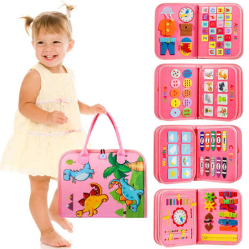 Winblo Toddler Busy Board - Montessori Toys For 1-3 Year Old Girl Birthday Gift, Educational Learning Sensory Busy Book For Two Year Old Girl, Airplane Car Travel Activities Toy For Kids Ages 2-4