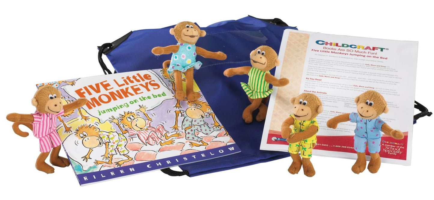 Childcraft Five Little Monkeys Literacy Bag - Fun Early Learning Activity Set, Size: Five Little Monkeys, Model: 1433140