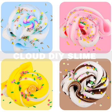 Cloud Slime Kit 5 Pack  with Peach Rainbow Lemon Coffee Slime Charms  DIY Slime Supplies for Girls and Boys  Stress Relief Toy for Kids Education  Party Favor  Gift and Birthday