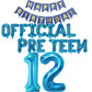 12Th Birthday Decorations For Boys Girls, Official Pre-Teen 12Th Birthday Balloon Happy 12Th Birthday Banner Number 12 Foil Ball