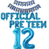 JumDaQQ 12th Birthday Decorations - Happy 12th Balloon Set, Blue Foil Balloons & Banner for Boys & Girls Birthday Party Supplies