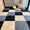 18Pcs Plush Puzzle Foam Floor Mat, 11.8X11.8In Soft Anti-Slip Puzzle Area Rug Playmat For Room,Black+Camel+Grey