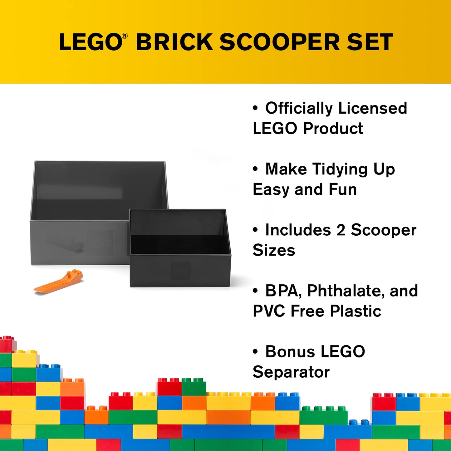 Room Copenhagen Lego Brick Scooper Set - Easy Clean Up For Building Blocks And Other Toys - 1 Large Dark Stone Gray Scoop 7.63 X