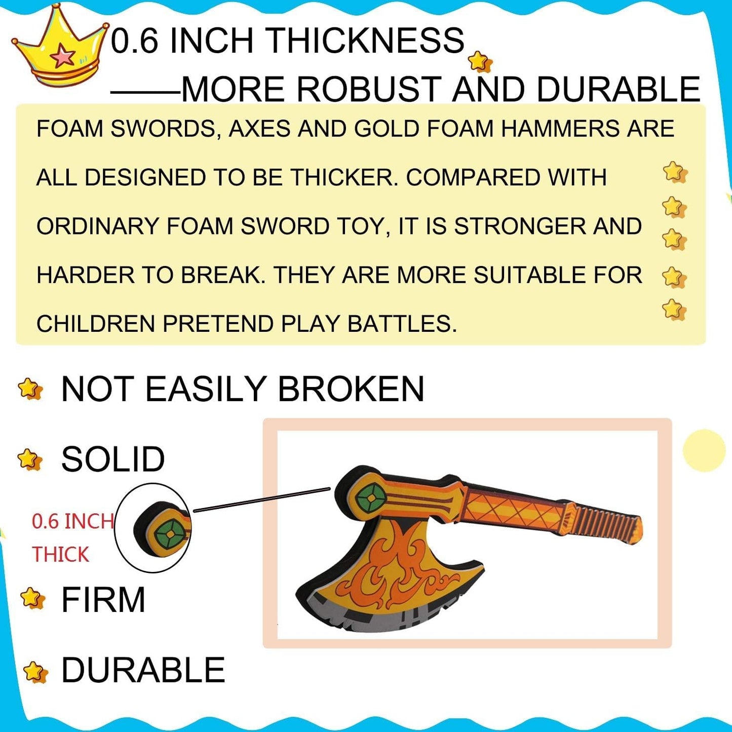 lausomile Foam decorative replica blades  Playset Toy for Boys - 17 inch Foam Golden Axe Hammer for Kids Play  Pack of 5 Warrior  Pretend Playset Play Soft Warrior Toy for Boys Kids Gift