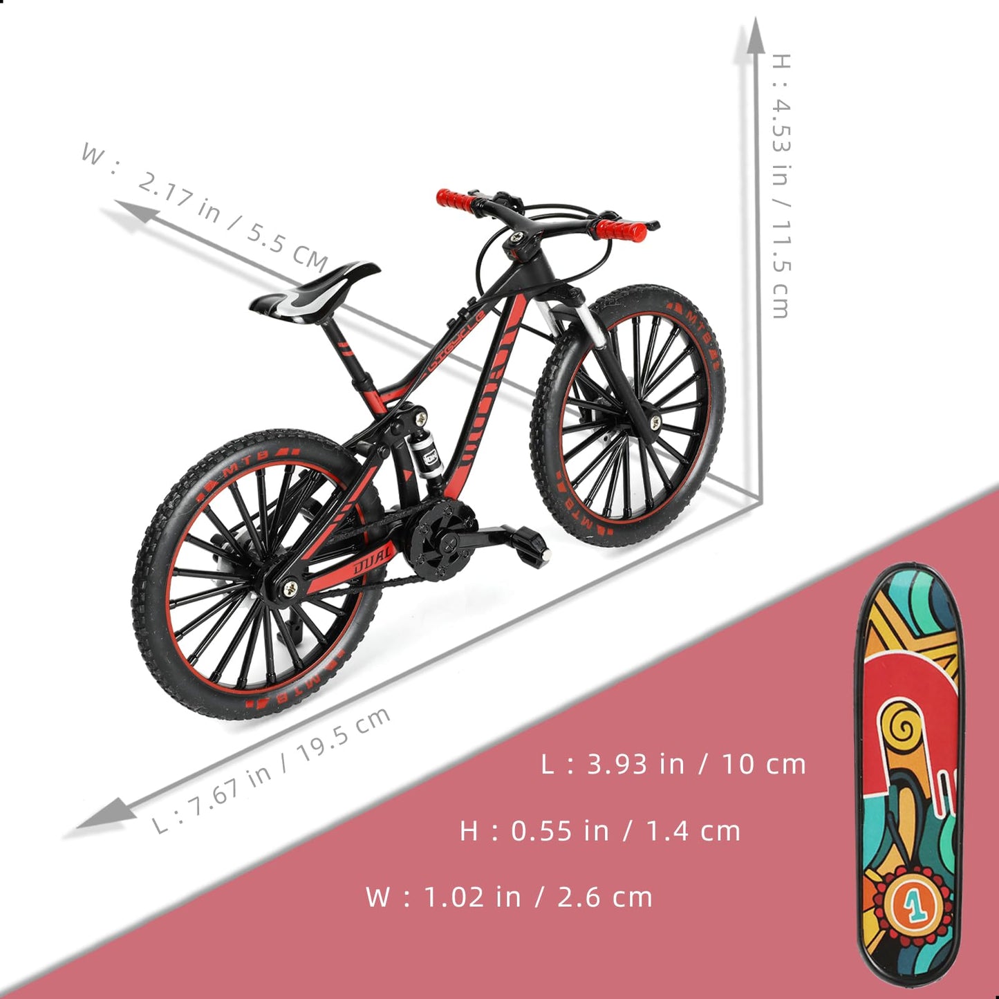 Risopen 1:8 Scale Die-Cast Alloy Mini Mountain Bike Bicycle Model Toy Finger BMX Gift Desktop Decoration Crafts for Cycling Lovers(Red)