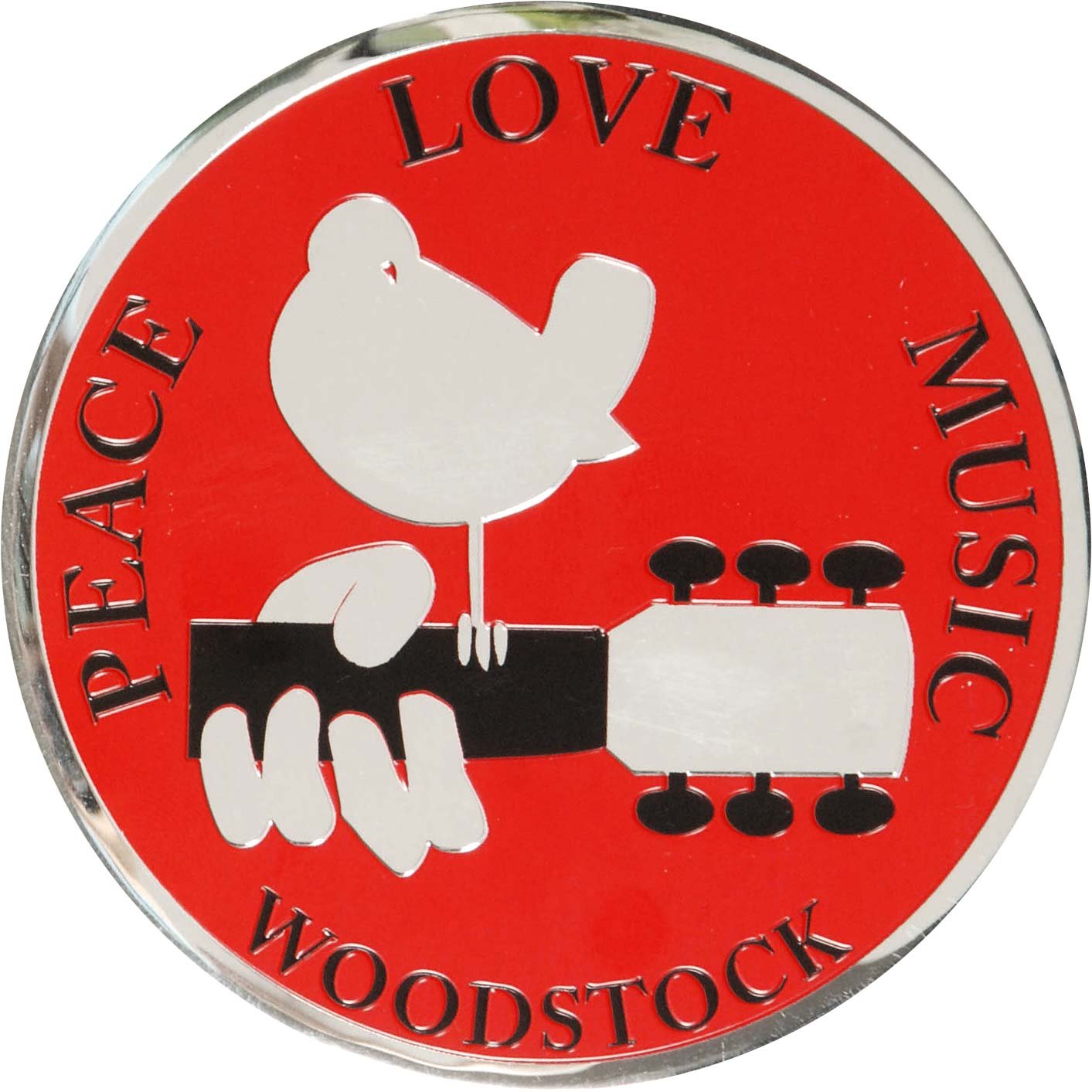C&D Visionary Licenses Products Woodstock Peace Love Music 8cm Silver Metal Sticker