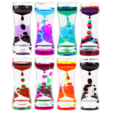 Oneshow 8 Pack Liquid Motion Bubbler Oil Hourglass Water Bubbler Timer For Kids And Teenager Sensory Toys Fidget Toy Activity Calm Stress Relief Desk Decor Adults