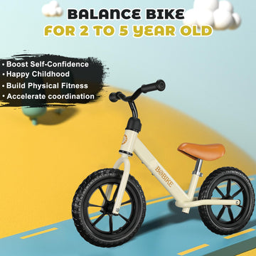 Bobike Toddler Balance Bike Toys For 2 To 5 Year Old Girls Boys Adjustable Seat And Handlebar No-Pedal Training Bike Best Gifts For Kids (White)