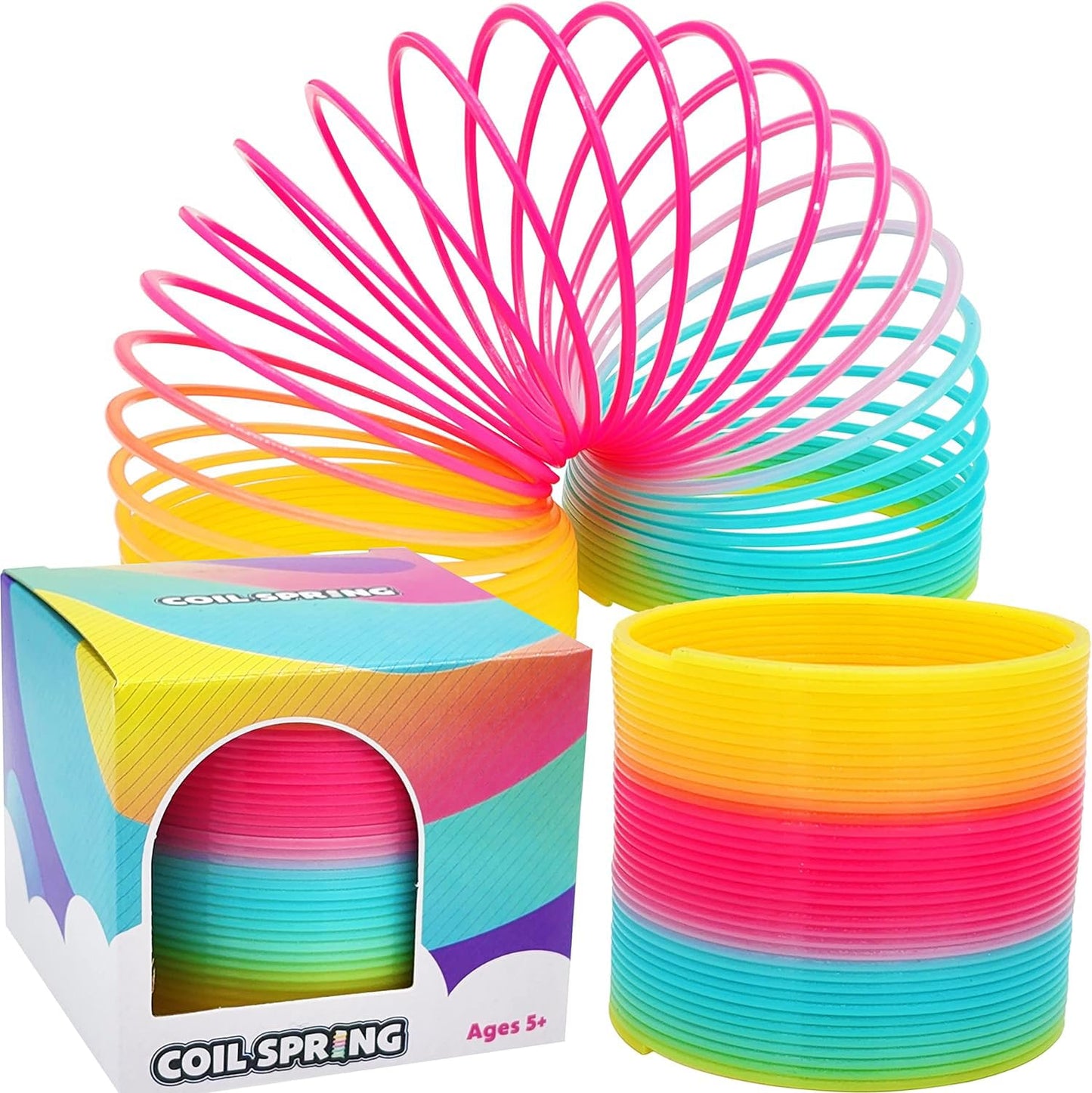The Dreidel Company Plastic Multicolor Coil Spring, Goody Bag Fillers, Party Favor For Kids, 3' Inches (80Mm) (40-Pack)