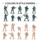 26 Pack Diecast Military Vehicles Set,6 Pack Assorted Alloy Metal Models Car Toys And 20 Pack Soldier Army Men,Mini Army Toy Tan