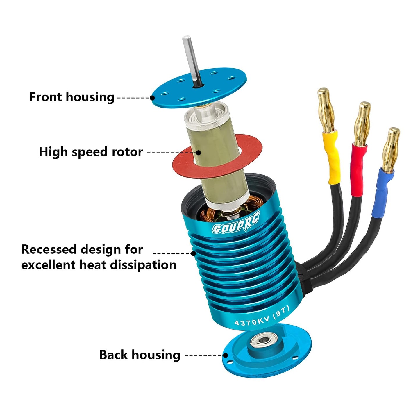 Gouprc S3650 9T 4370Kv Brushless Motor 3.175Mm Shaft With Upgrade 60A Esc Electric Speed Controller Combo Set For 1/10 Rc Car Tr