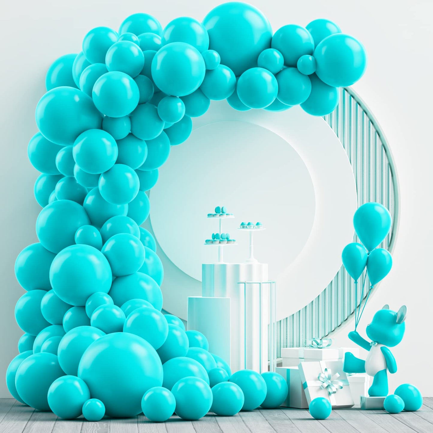 Nisocy Teal Latex Balloons Arch Kit, 102Pcs 18In 12In 10In 5In Turquoise Arch Garland For Birthday Baby Shower Mermaid Unicorn U