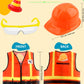 Puteraya 18 Pcs Kids Construction Worker Costume Include 6 Pcs Construction Vests 6 Pcs Construction Hats 6 Pcs Goggles for Care