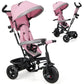 HONEY JOY Tricycle, Kids Trike Stroller w/Adjustable Push Handle & Canopy, Reversible Seat, Safety Belt, Folding Pedal, Cup Hold