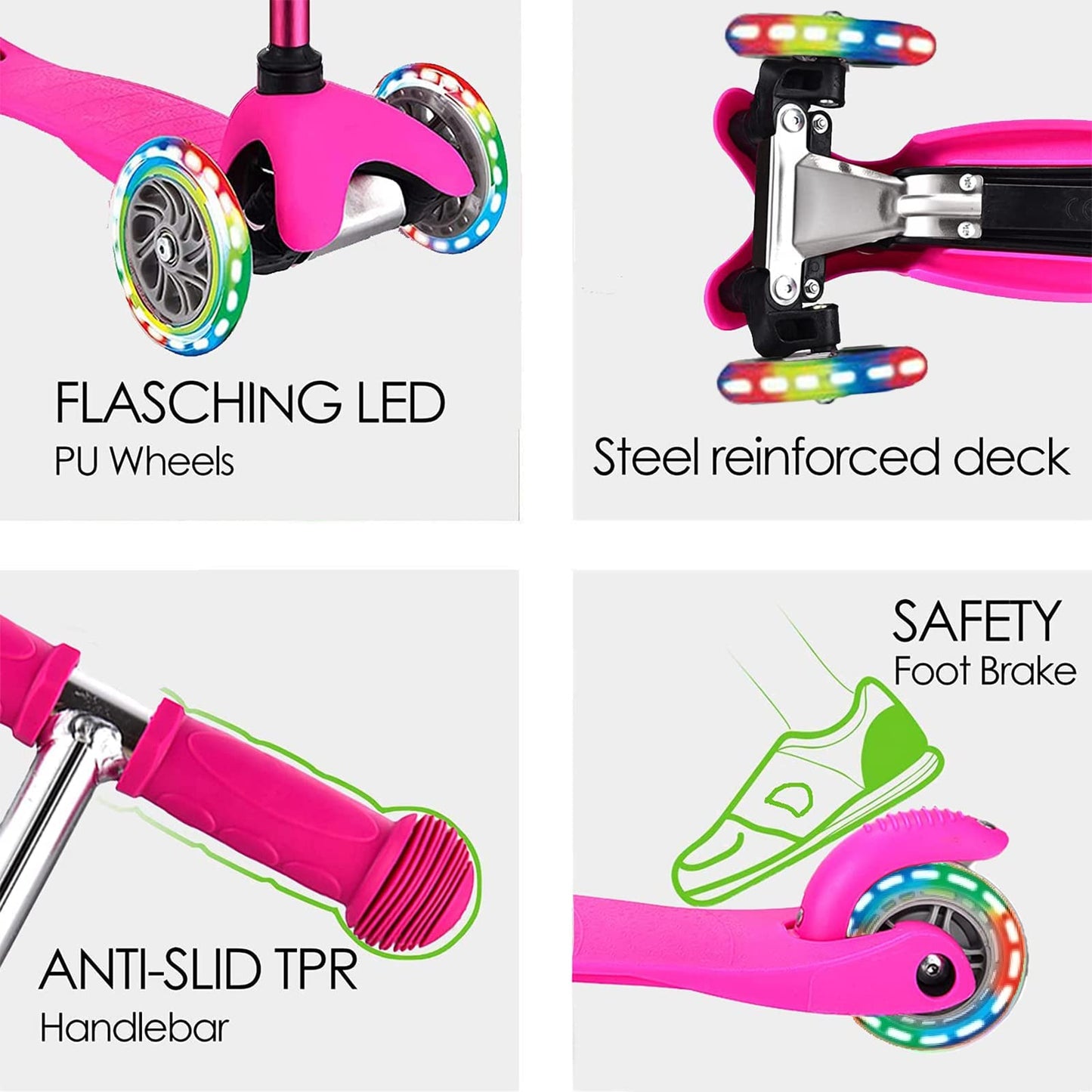 3 Wheel Scooters For Kids, Kick Scooter For Toddlers 3-6 Years Old, Boys And Girls Scooter With Light Up Wheels, Mini Scooter For Children (Pink)