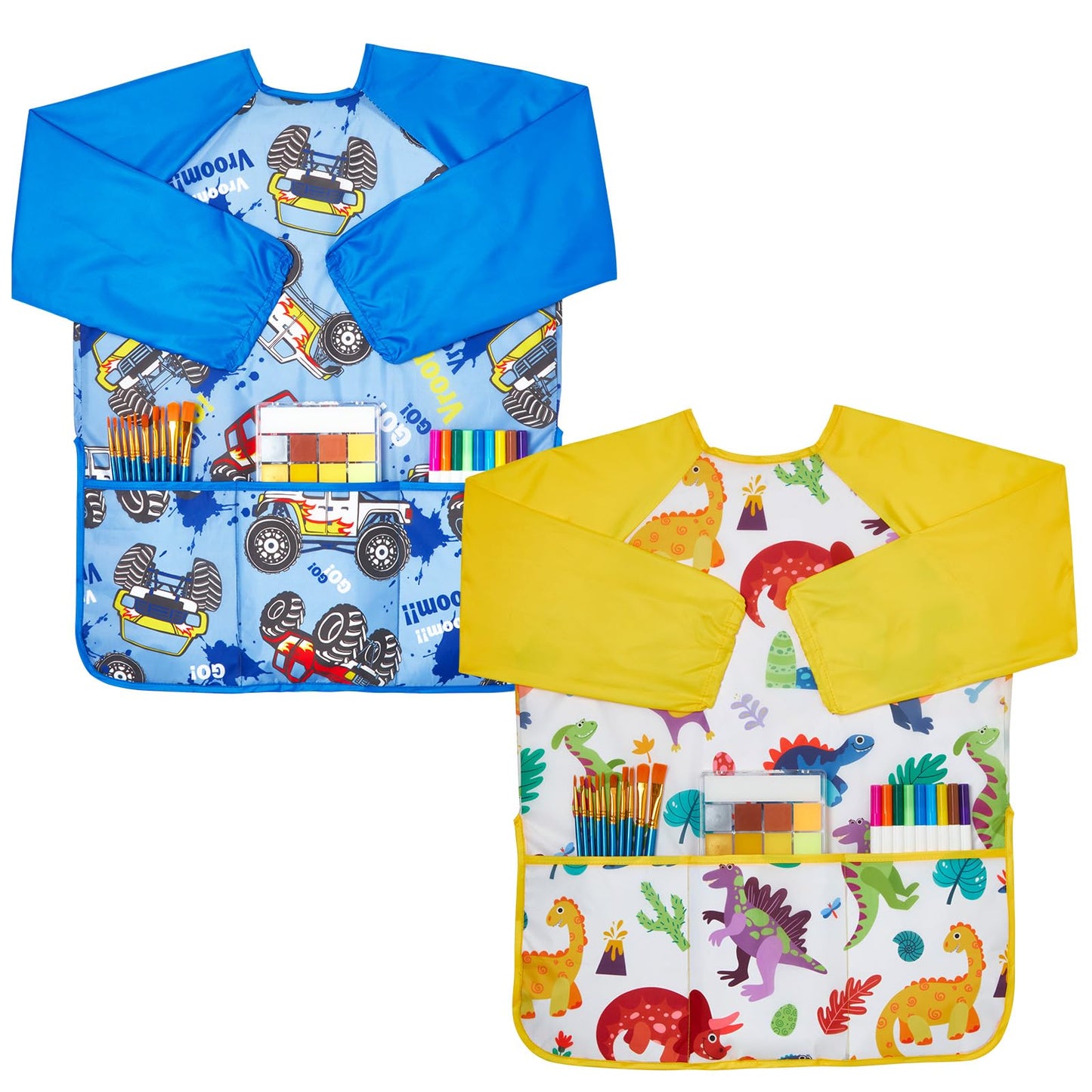 Lictin 2 Pack Kids Art Smocks,Toddler Smock,Waterproof Artist Painting Aprons For Children,With Long Sleeve For Age 3-8 Years