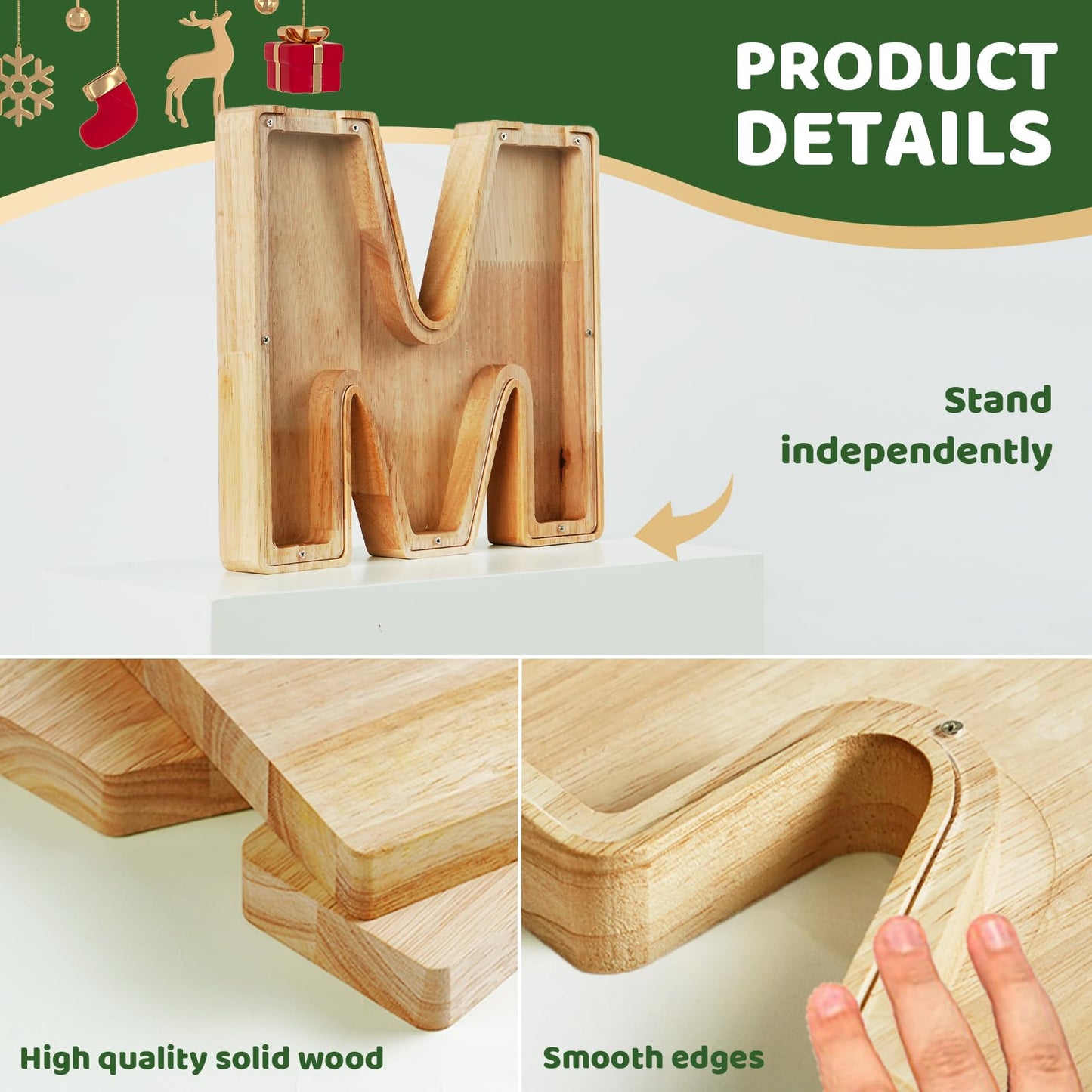 Bemaystar 12'' Piggy-Bank for Kids: Letter Piggy Bank for Boys Girls Toddler, Kids Letters Coin Bank for Christmas Birthday Gift