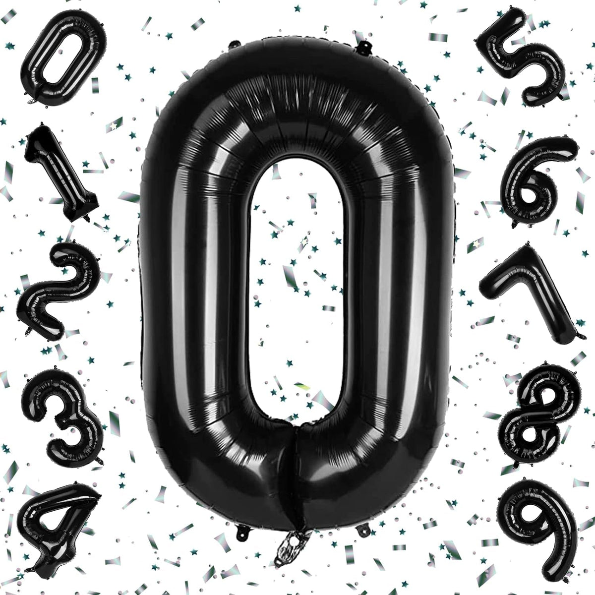 Flyloons 0 number Black Foil Balloon 16 inch Size Birthday Decoration Items | 1st Year Balloons | Zero