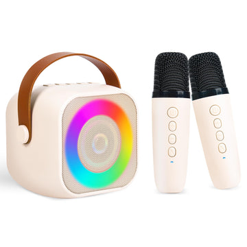 Toys Karaoke Microphone Machine For Kids, 4-12 Years Old Birthday Gifts For Girls, Karaoke Toys Gifts For Girls Boys Age 6, 7, 8, 9, 10, 12 +Year Old Portable Bluetooth Singing Mic Speaker-Beige