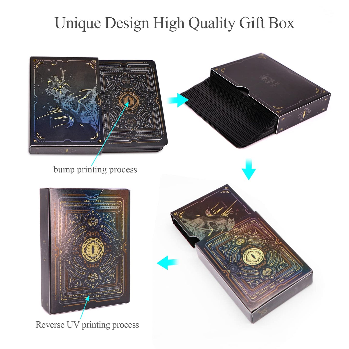 Wjpc Easy Shuffling Plastic Waterproof Playing Cards,Cool Black Dragon Poker Cards For Game And Party, Deck Of Cards(Dragon