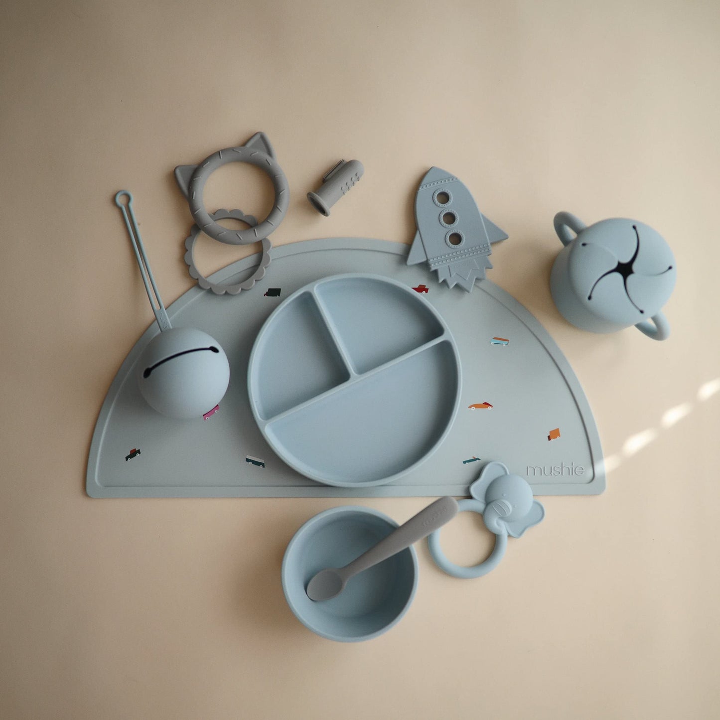 mushie Silicone Baby Teether Toy - Rocket (Cloud), Soft Silicone, Safe for Infants, Model 107895861
