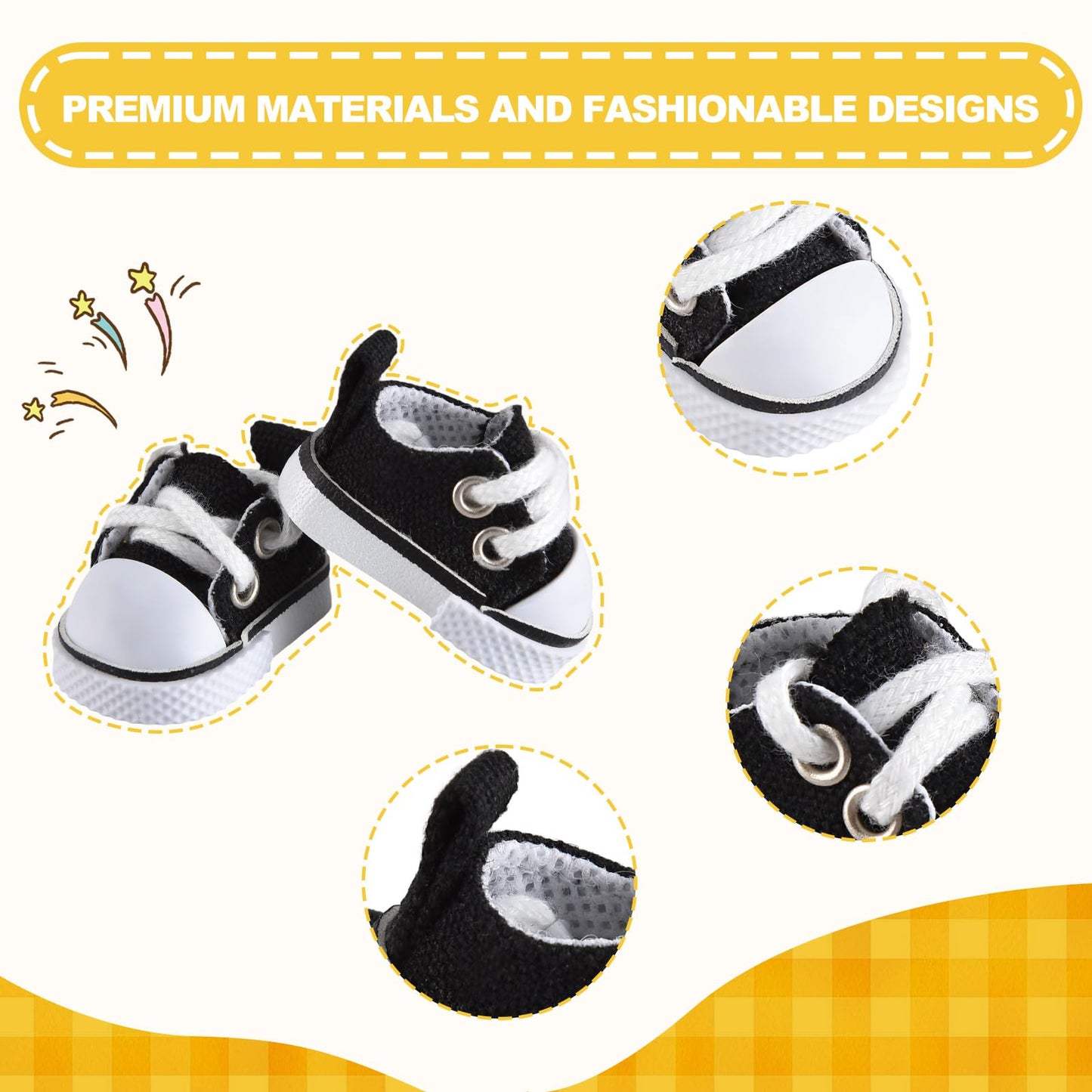 2025 New Version Doll Shoes  1 Pair enhanced Black Canvas Shoes  Perfect Match for bubu Clothes  Shoes for 15&17cm Doll Accessories