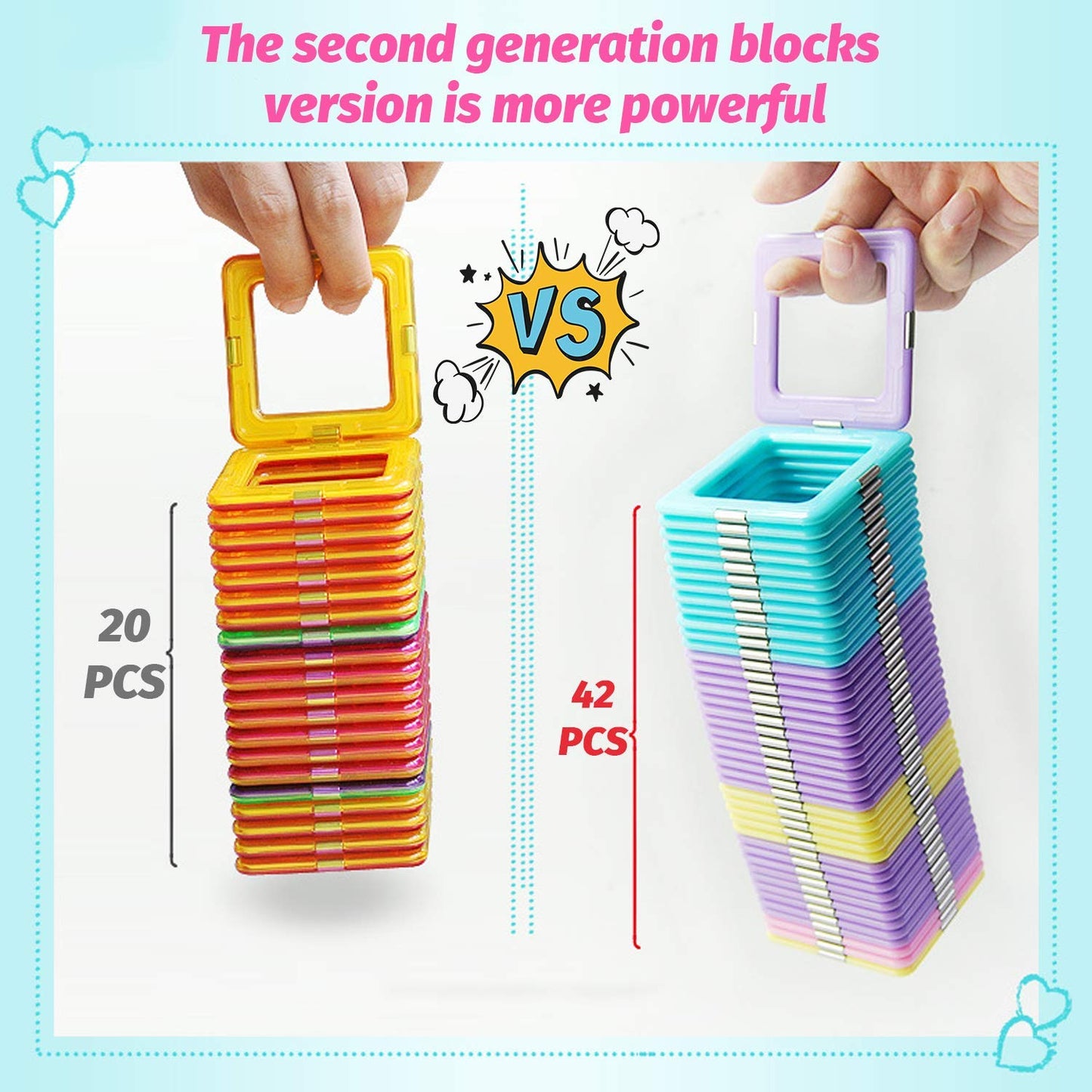 124Pcs Magnetic Blocks Toys For 3 4 5 6 7+ Year Old Boys Girls Macaron Castle Magnetic Tiles Building Blocks Set For Toddlers Stem Creativity/Educational Toys For Kids Age 3-6 Christmas Birthday Gifts