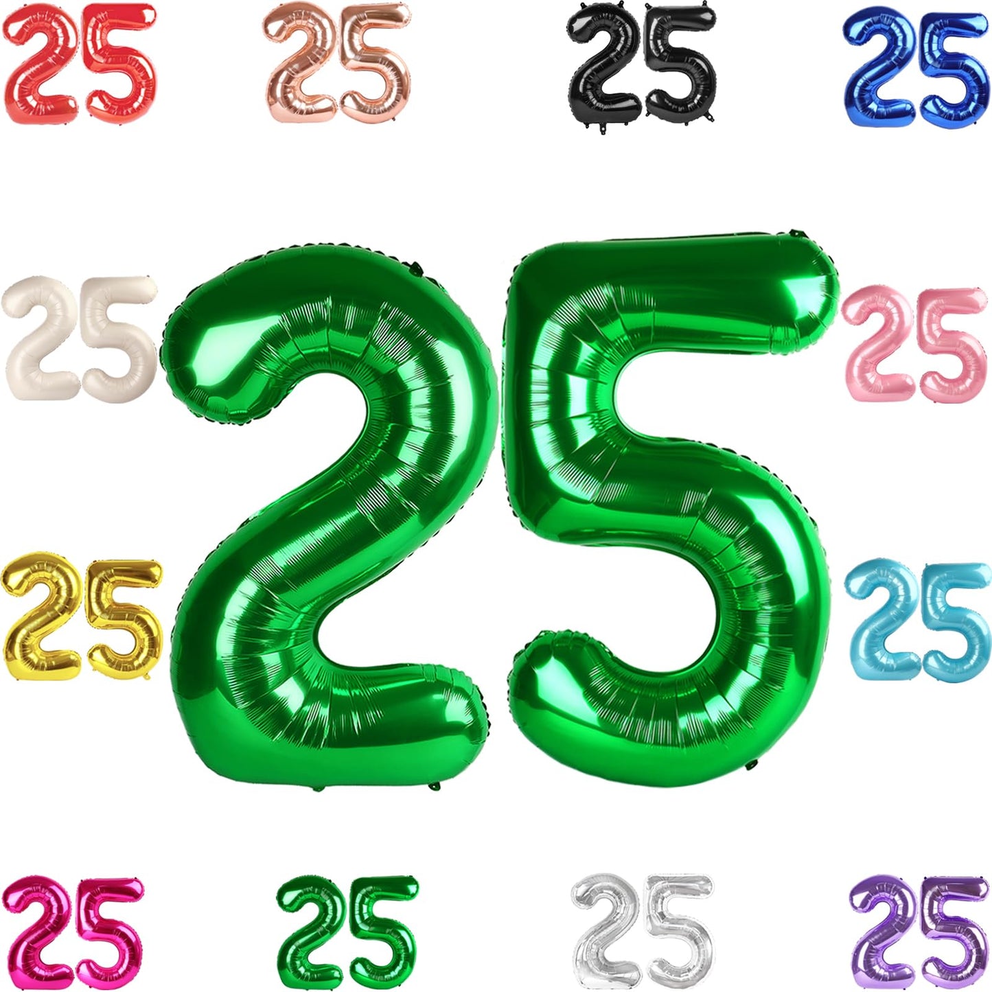 25 Balloon Number, Green Number 25Th Birthday Balloons 40 Inch, 25 Or 52 Years Old Green Birthday Decorations For Men Women, 25T