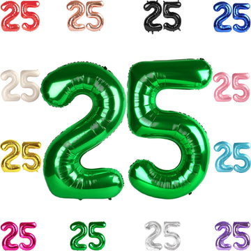 25 Balloon Number, Green Number 25Th Birthday Balloons 40 Inch, 25 Or 52 Years Old Green Birthday Decorations For Men Women, 25T