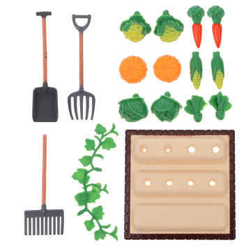 Imikeya 1 Set Miniature Dollhouse Farm Model Kit: Vegetable Furniture Field Scene Mini Landscape Models Mini Farm Tool Models Mi