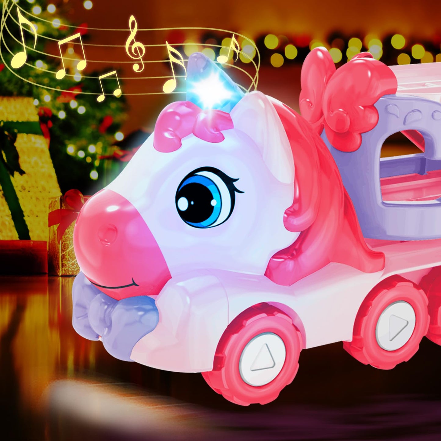 seveclotree 5-in-1 Unicorn Toy Carrier Truck for 3 Year Old Girls - Purple, Light & Sound, Perfect Birthday Gift for Toddlers Ages 3-5