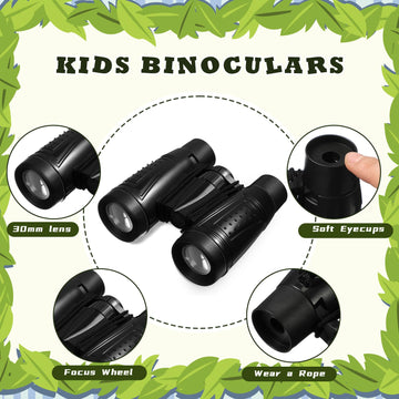 Libima 24 Pcs Binoculars for Kids Educational Compact Kids Binoculars with Neck String Toddler Telescope for Boys Girls Learning Bird Watching Camping Hiking Travel Safaris Birthday Gifts(Black)