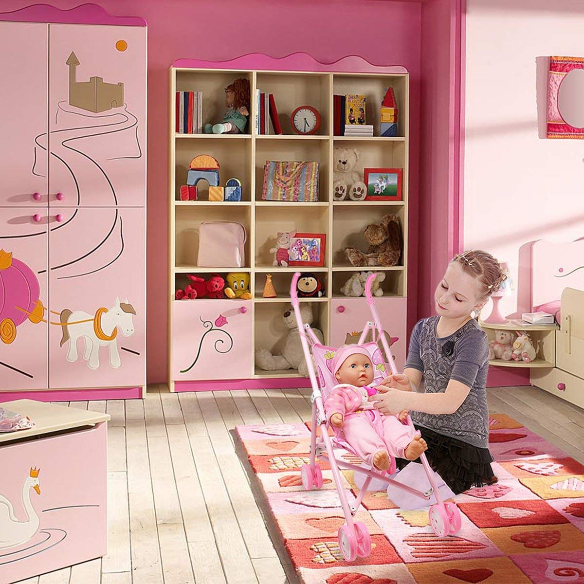 Dolls To Play My First Baby Doll Stroller Set, 16" Soft Body Baby Doll, Soft Pink, Ideal for Infants and Toddlers