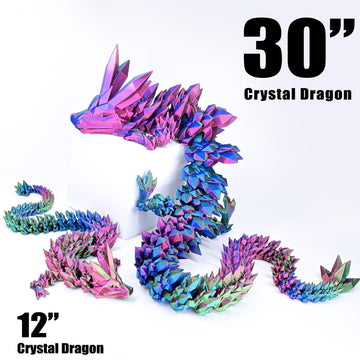 Locyfens Large 30'' 3D Printed Dragon, Articulated 3D Dragon Toys, Long Crystal Dragon Rainbow Red Green Blue