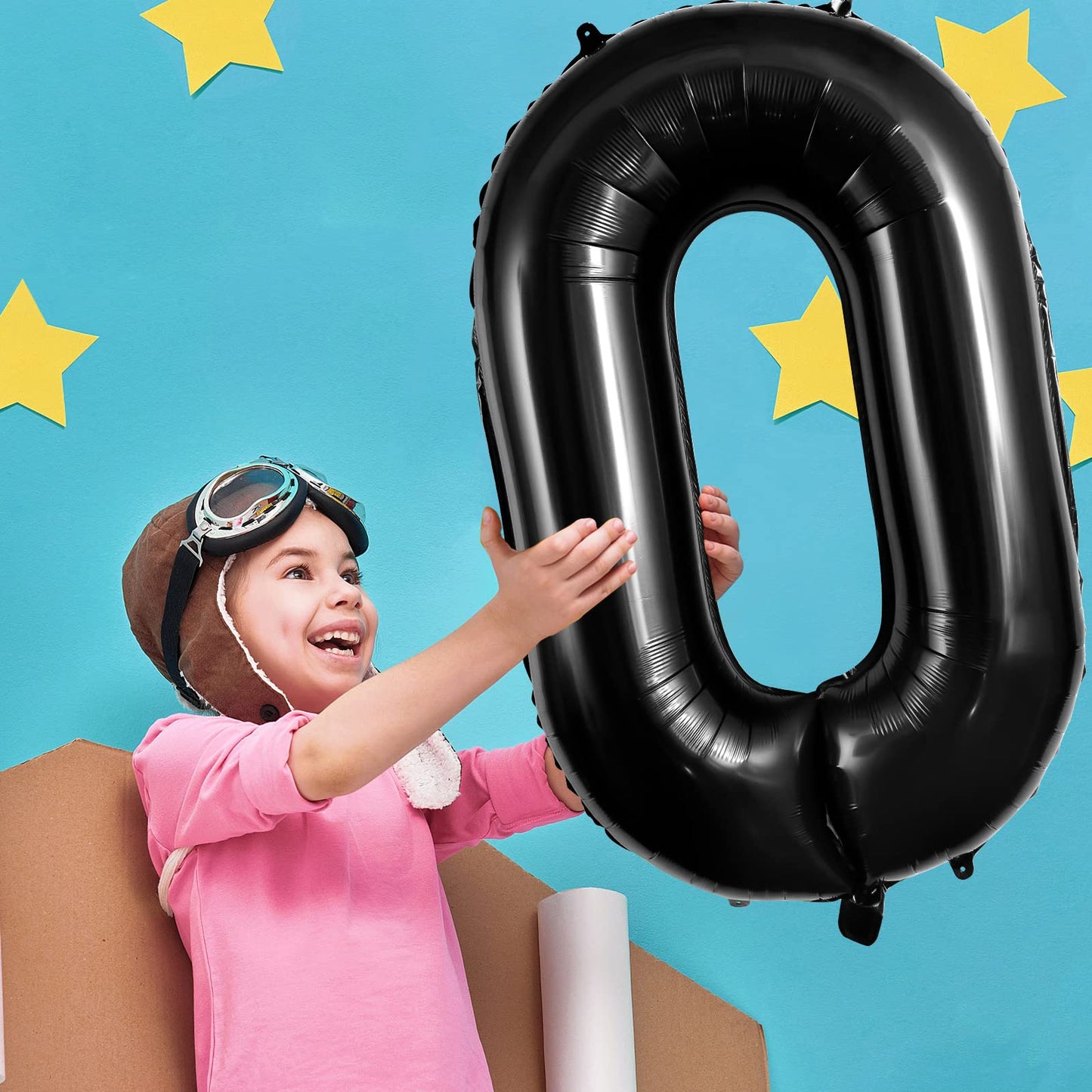 Large Black Number 0 Balloons, 40 Inch Foil Balloons, Giant Number Balloons For Women/Men Birthday Party Anniversary Celebration