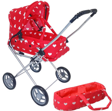 Baby Doll Stroller Play Set, 3-In-1 Babydoll Stroller With Removable Bassinet Baby Carriage For Dolls Toy Doll Stroller For Todd