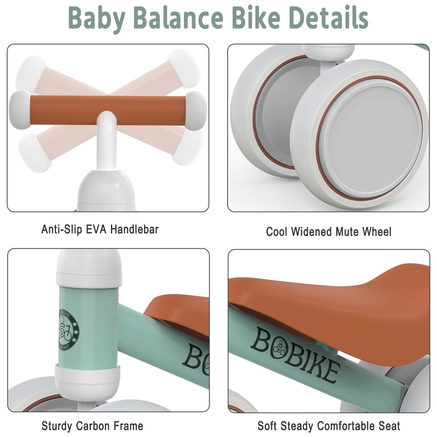 Bobike Baby Balance Bike - Light Green, Plastic, Small, 4 Wheels, No Pedal - Ideal Toddler Gift for 12-36 Months