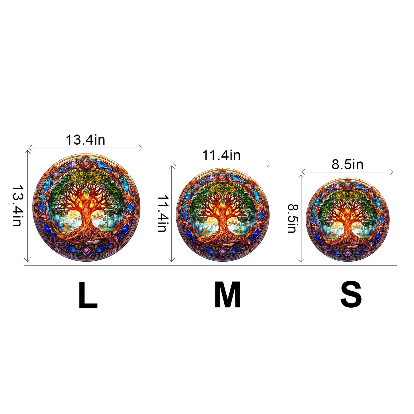 Aeekdook Wooden Puzzles for mature-themeds - Stained Glass Tree of Life Wooden Jigsaw Puzzle for mature-themeds - Unique 200-Piece Art Puzzle  enhanced Brain Teaser & Decorative Gift (11.4x11.4)