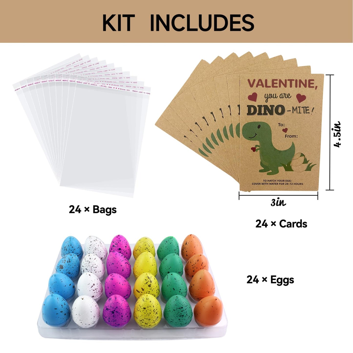 Y_Bong Valentines Day Gifts for Kids - 24 Pack Dinosaur Egg Hatching Card Bulk - Funny Dino Valentine Exchange Cards for Boys Gi