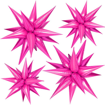 Funtoob Hot Pink Balloons Star Balloons Metallic Star Foil Balloons Hot Pink Star Cone Balloons Starburst Balloon Spike Balloons