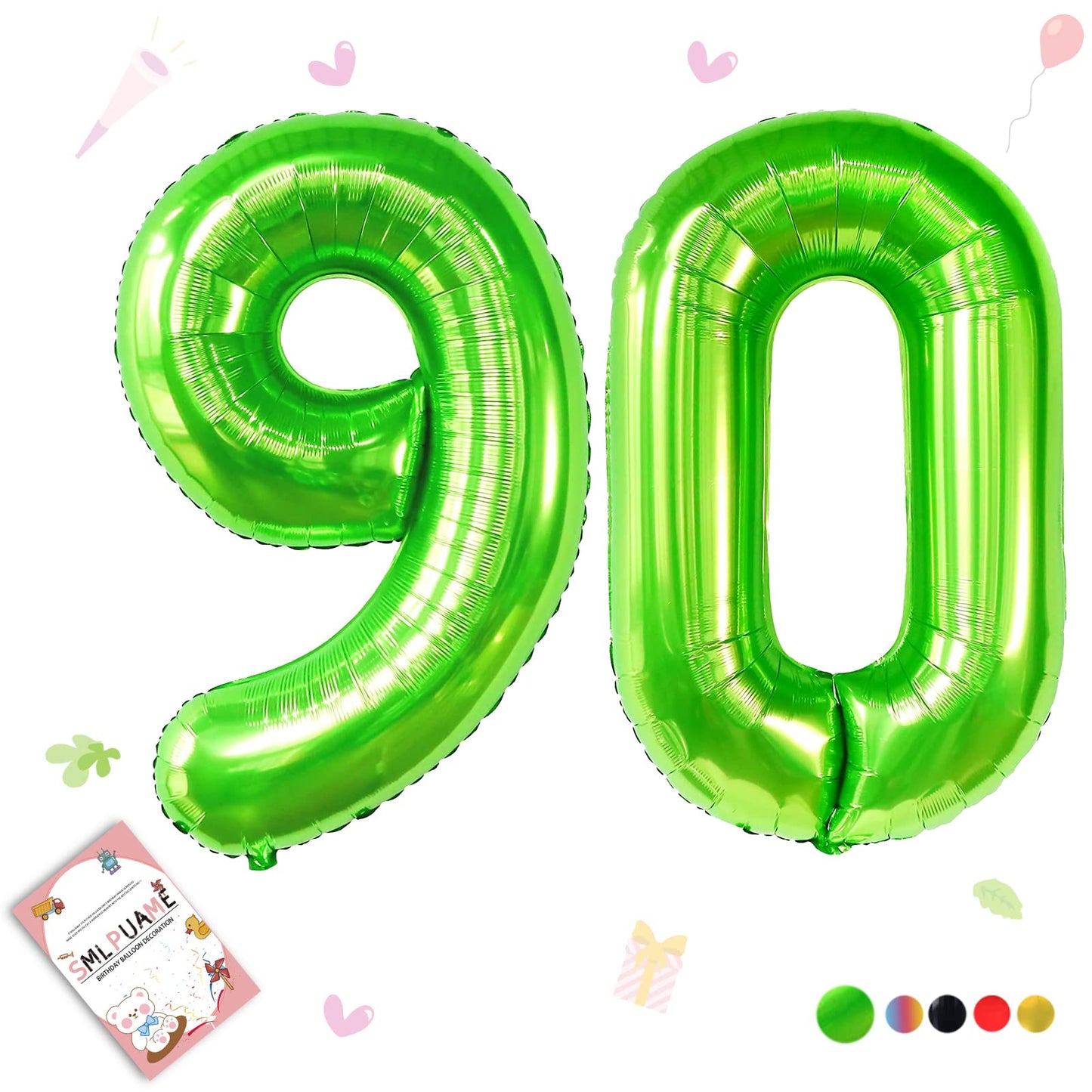 Smlpuame 40 Inch Number Balloon 0-9 Green Large Number 90 Balloons,Digital Balloons For Birthday Party Celebration Decorations S