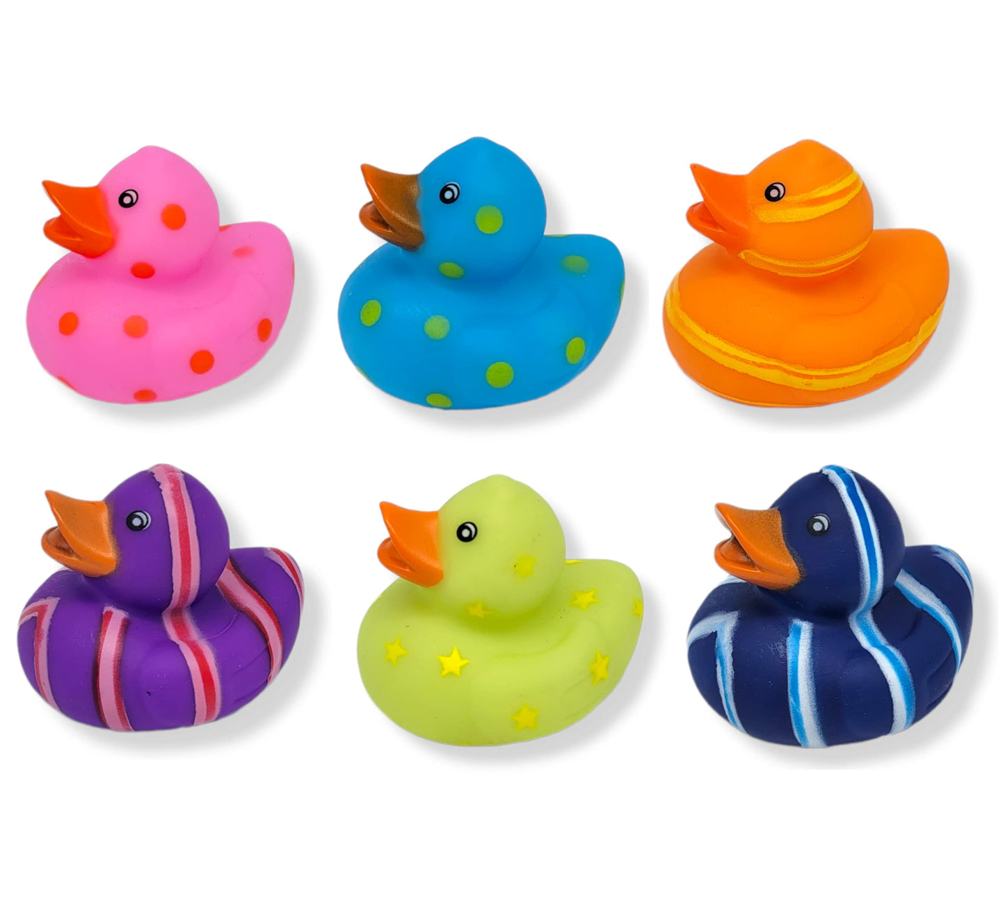 Cool Rubber Ducks (2') Standard Size. (12 Pack) Cute Duck Bath Tub Pool Toys. (Multi-Color Pattern Rubber Squicky Duckies)