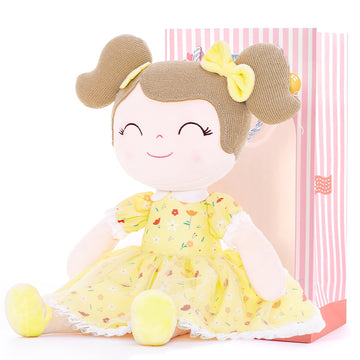 Gloveleya Baby Girl Gift Soft First Baby Doll Plush Doll Floral Yellow 16 ''
