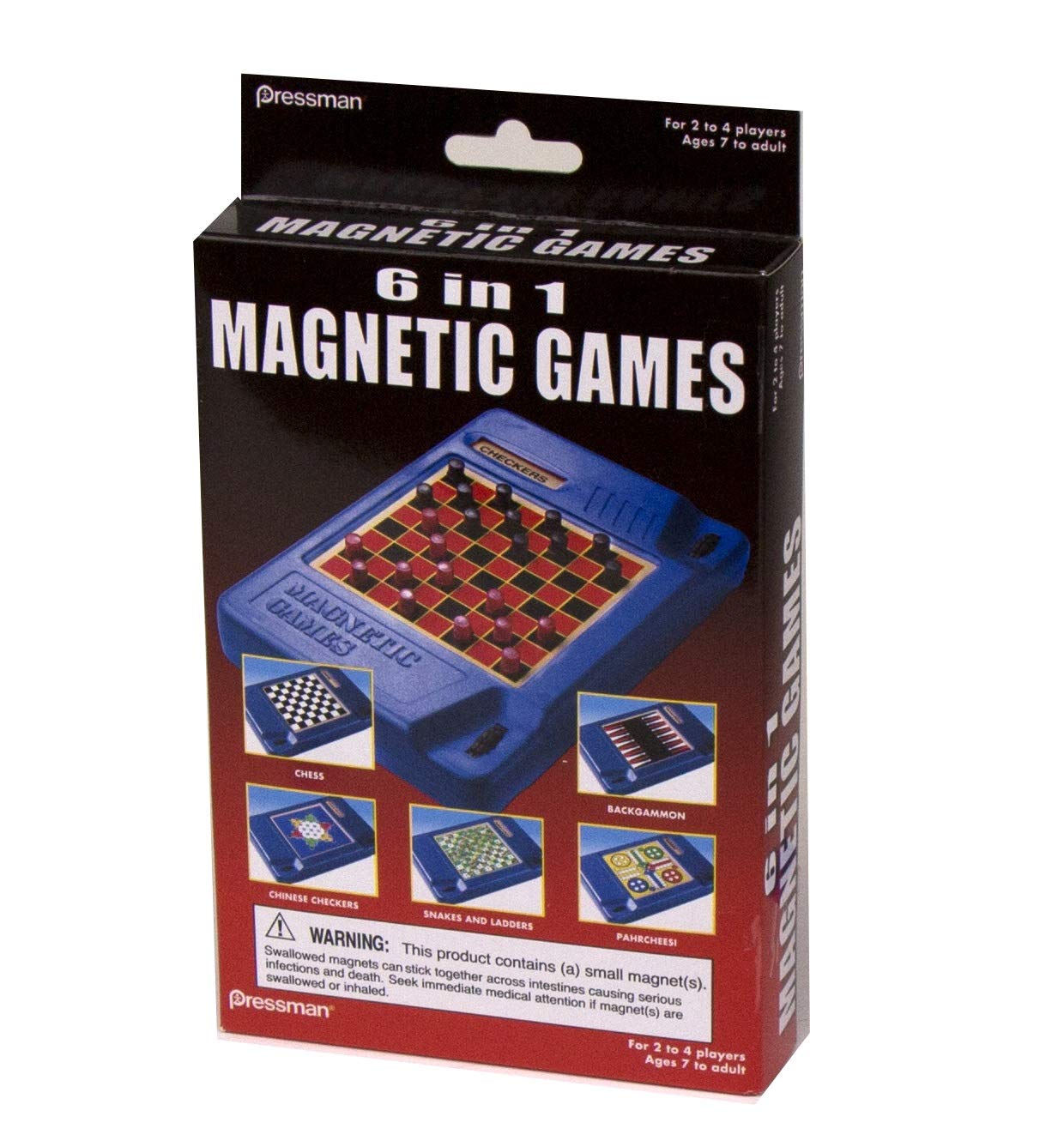 Pressman 6-In-1 Travel Magnetic Games - Turn A Knob And A New Game Appears Multi Color ,5'