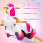 Unicorn Ride On Toys For Girls Tobbi Ride On Pony Motorized 3-Wheeler Toddler Ride On Toy Kid Car W/Music, Charging Battery, Birthday Gifts For Children, Rose Red
