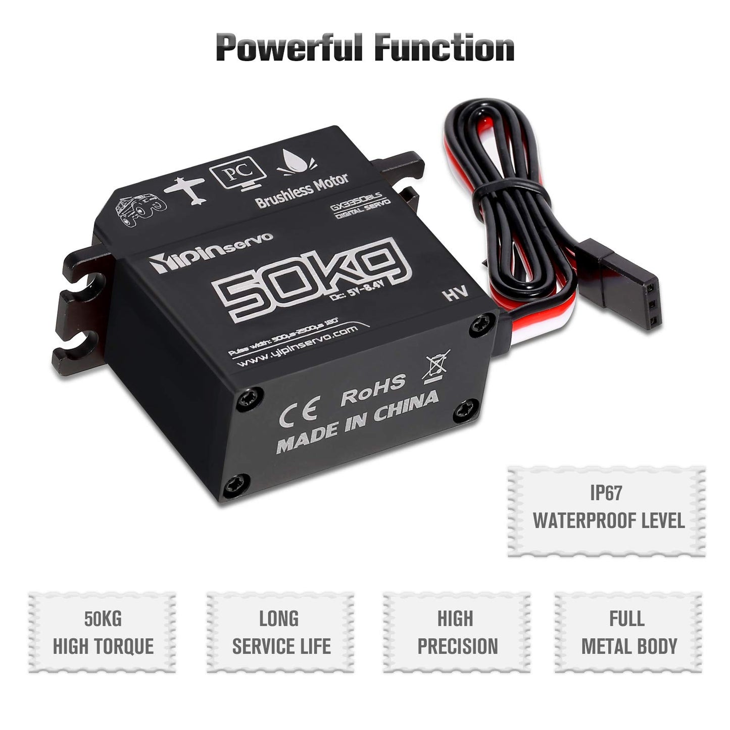 GoolRC Digital Servo GX3370BLS 70KG IP67 Waterproof Steering Servo 180 Full Metal Body Stainless Steel Gear Brushless Motor Serv