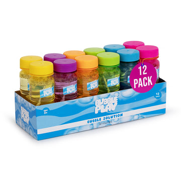 Bubbleplay Bubble Bottle 12 Pack - 4Oz Bubbles For Kids, 5 Hole Bubble Wand Blower, Bubble Solution With Wands - Outdoor Summer